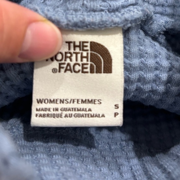 The North Face Chabot Mock Neck Long Sleeve Waffle Sweater Blue size small - Picture 7 of 7